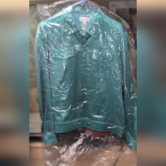 Purple, Teal Green, Pink Worthington Silk Blouse Jackets Size Large - Picture 9 of 9